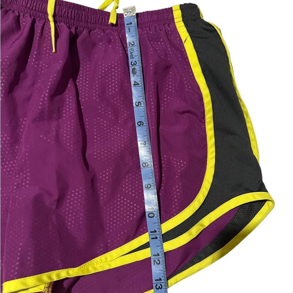 Nike Dri-Fit Women’s Large Purple Running Shorts Yellow Trim Athletic - Picture 4 of 6